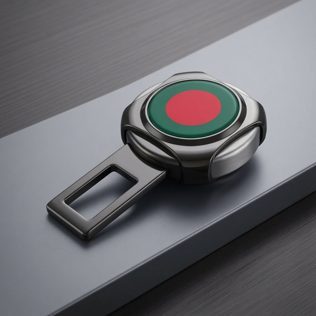 Car Seat Belt Silencer Clip with Bangladesh Flag – Universal Alarm Stopper Buckle