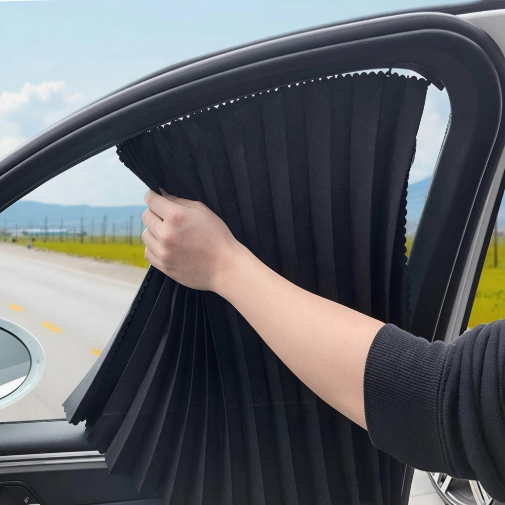 Car Magnetic Window Curtain – Premium Quality Ultimate UV Protection and Adjustable Fit for All Cars 4 Pcs Set