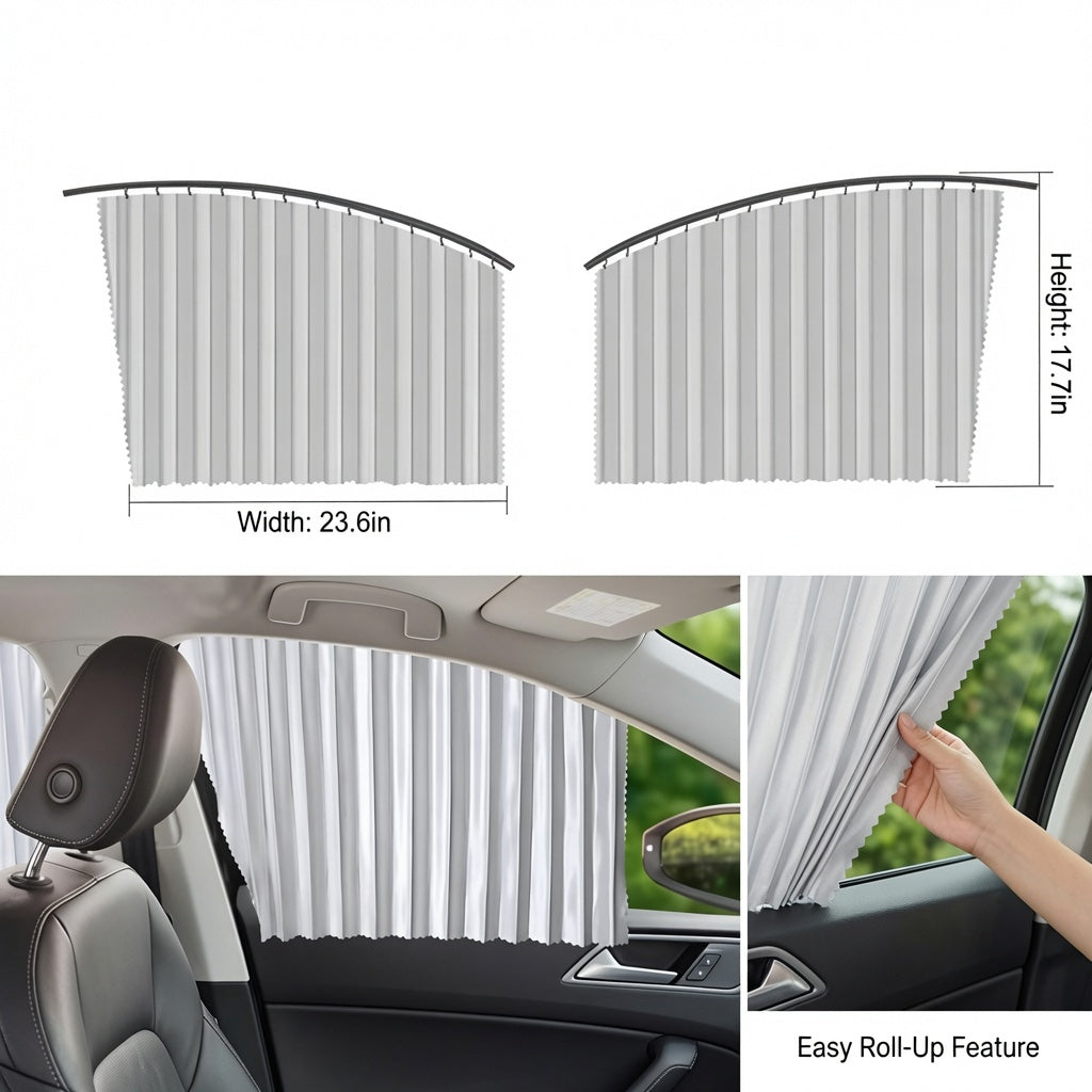 Car Magnetic Window Curtain – Premium Quality Ultimate UV Protection and Adjustable Fit for All Cars 4 Pcs Set