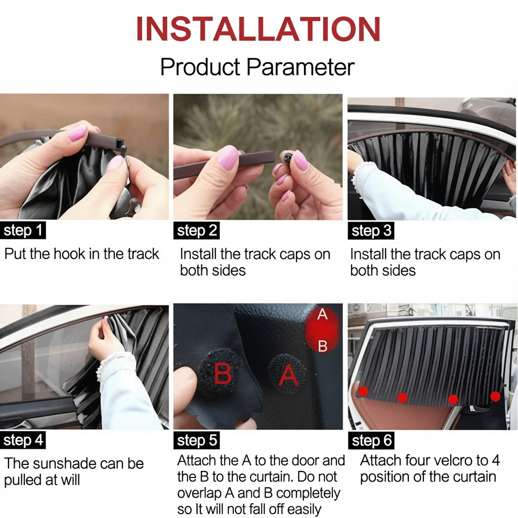 Car Magnetic Window Curtain – Premium Quality Ultimate UV Protection and Adjustable Fit for All Cars 4 Pcs Set