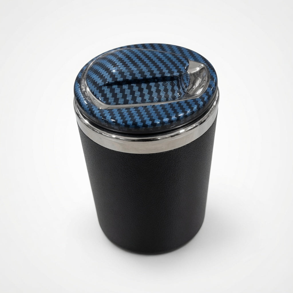 Carbon Car Ashtray Holder with Blue LED Light – Keep Your Car Clean and Odor-Free G-1