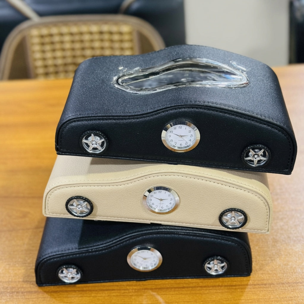 Car Shape Tissue box with Clock