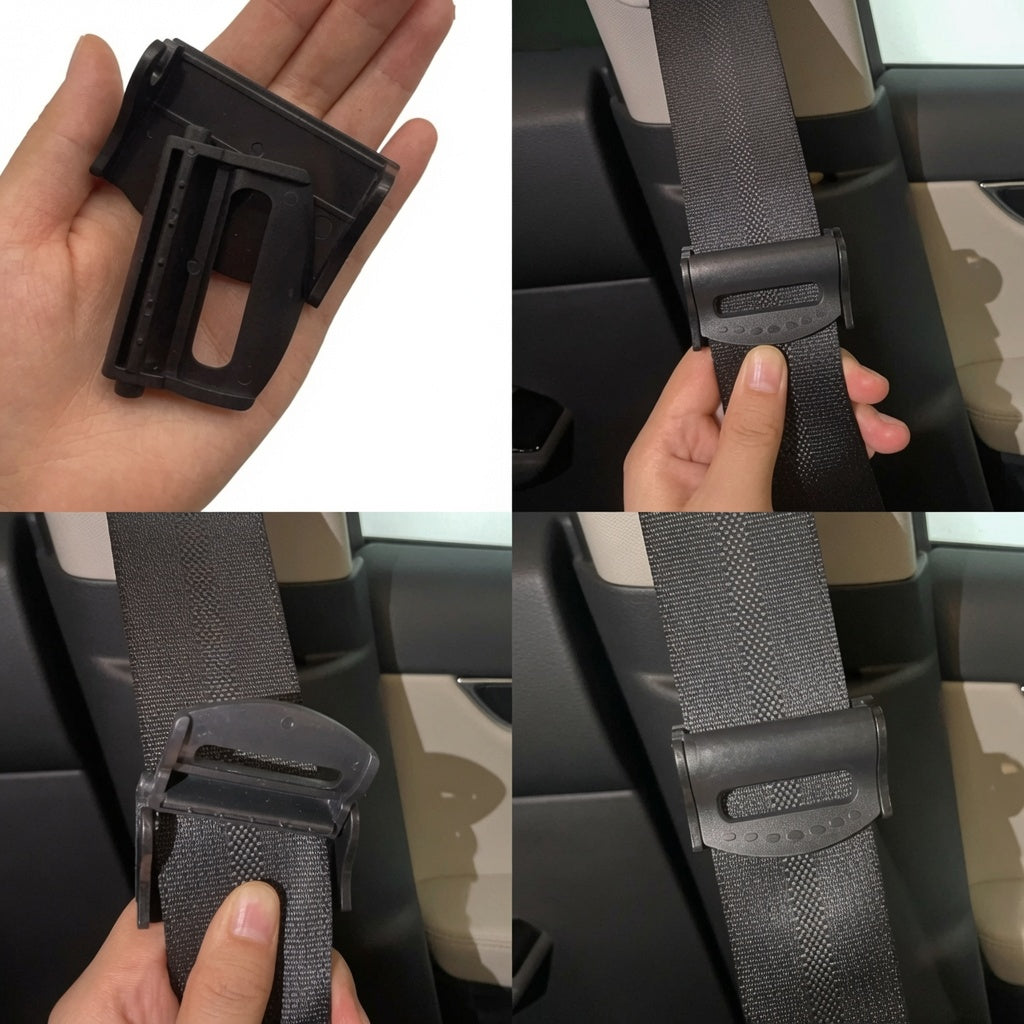 Car Safety Belt Clip (2 Pcs) – Elastic Anti-Stripping Seatbelt Stopper for Hard Brake & Sudden Stops