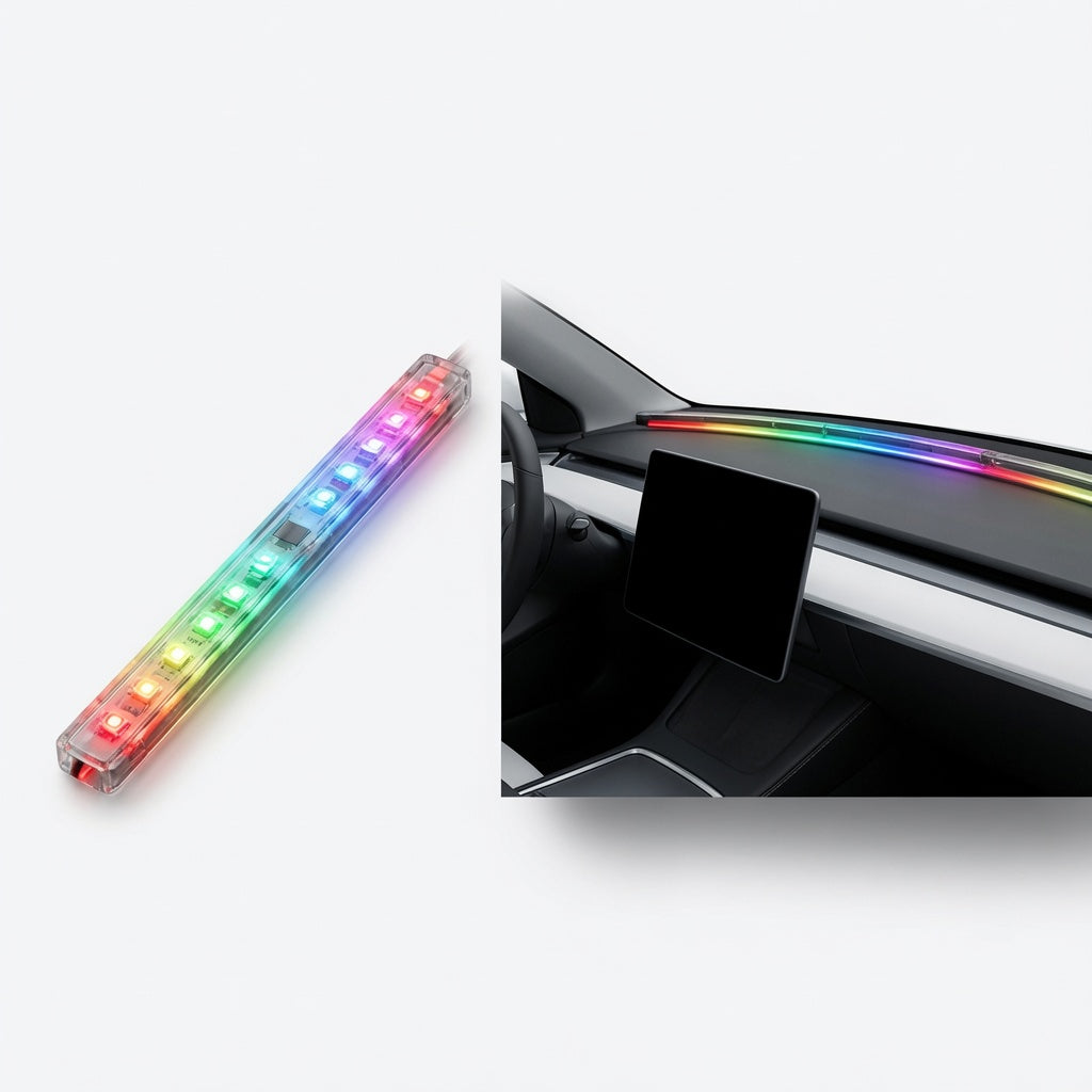 Car Dashboard LED Strip Lights – RGB Central Control Sealing Strip Welcome light For Car Decor