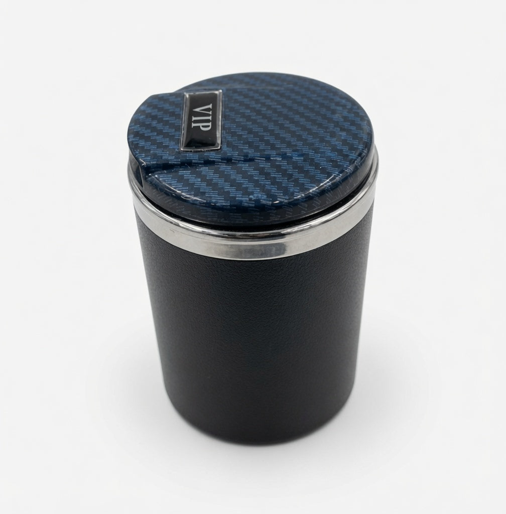 Carbon Car Ashtray Holder with Blue LED Light – Keep Your Car Clean and Odor-Free G-2