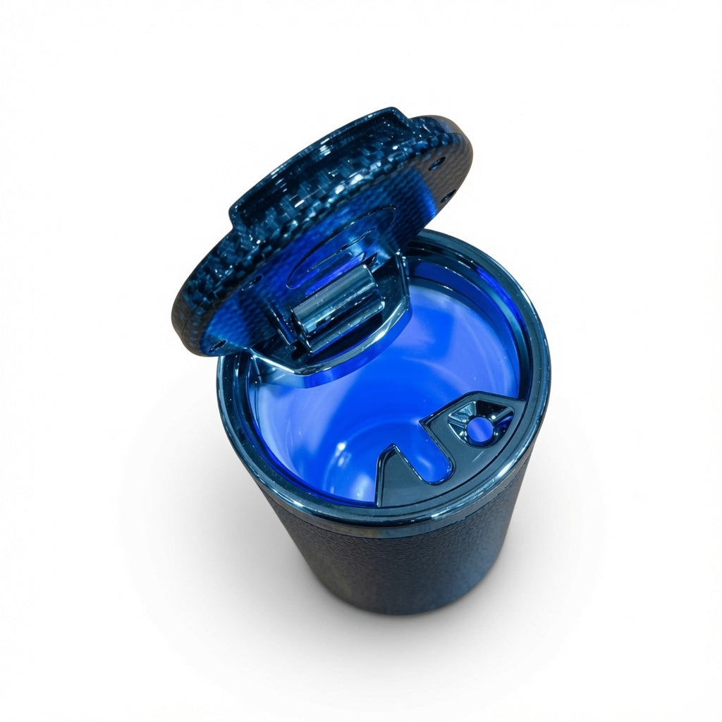 Carbon Car Ashtray Holder with Blue LED Light – Keep Your Car Clean and Odor-Free G-2