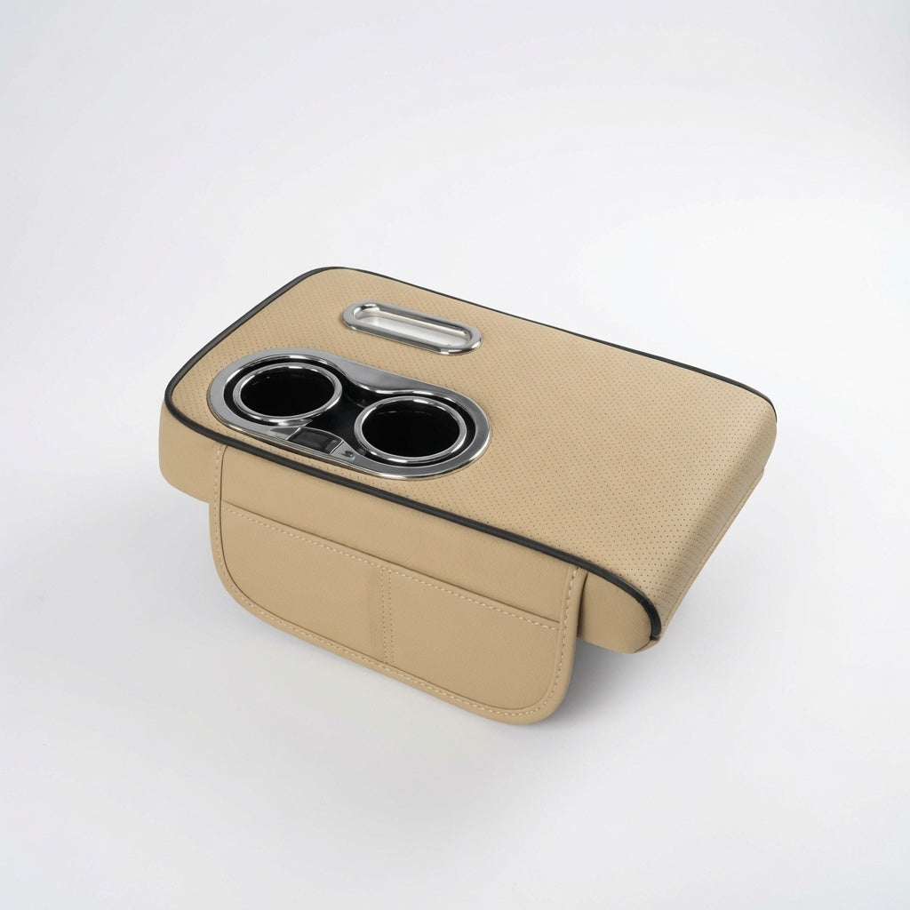 Multifunctional Car Center Console Armrest Tissue Box with Cup Holder – Premium Car Organizer