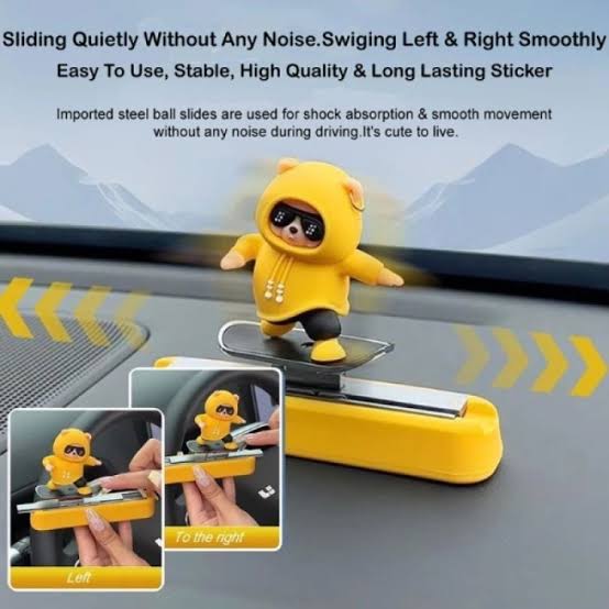 Cute Sliding Bear Car Dashboard Toy with Parking Number – Funny Skateboard