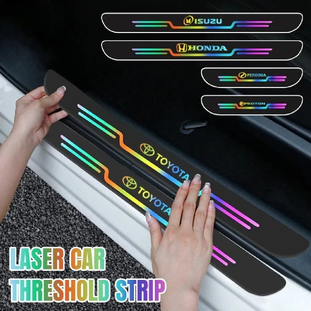 Car Reflective Door Sill Protector | Car Anti-Scratch Nickle Stickers 4Pcs Set