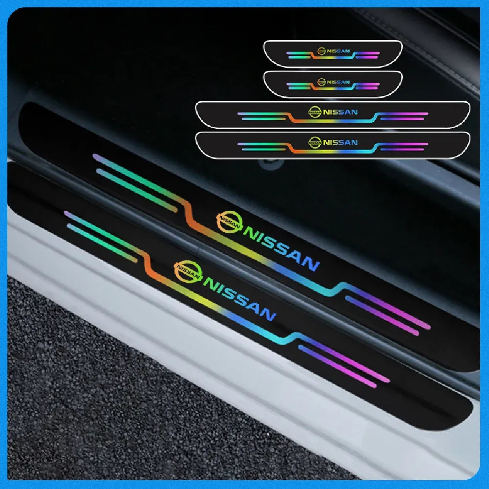 Car Reflective Door Sill Protector | Car Anti-Scratch Nickle Stickers 4Pcs Set