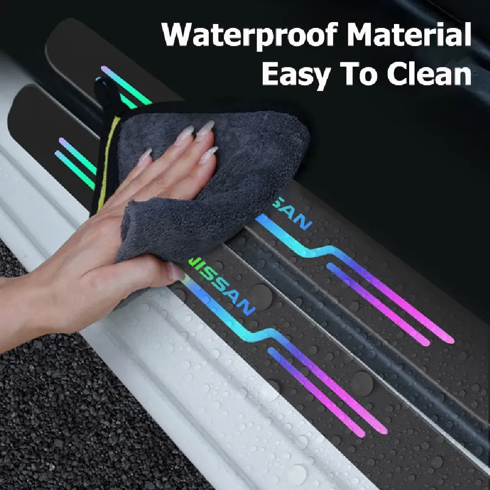 Car Reflective Door Sill Protector | Car Anti-Scratch Nickle Stickers 4Pcs Set