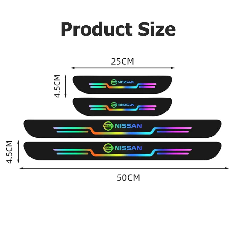 Car Reflective Door Sill Protector | Car Anti-Scratch Nickle Stickers 4Pcs Set