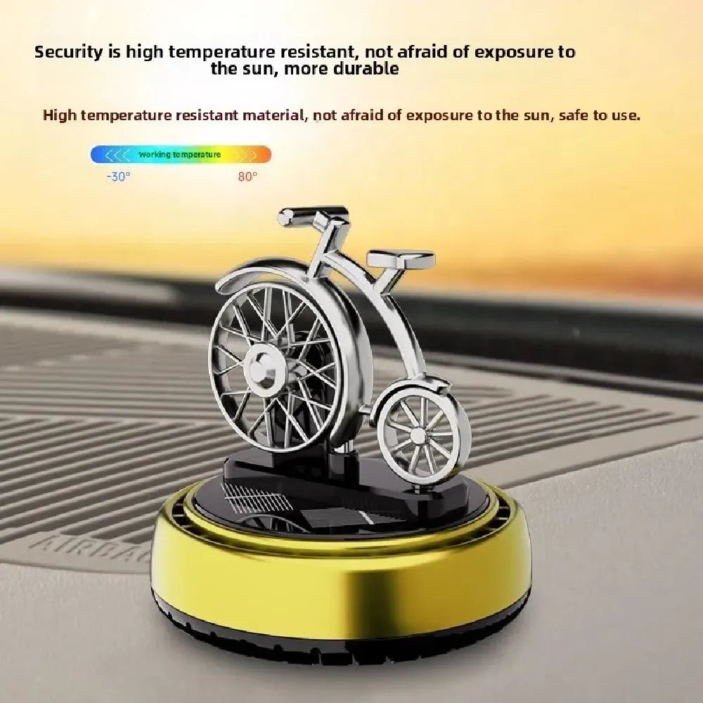 Solar Bicycle Car Perfume Ornament – Rotating Dashboard Decor