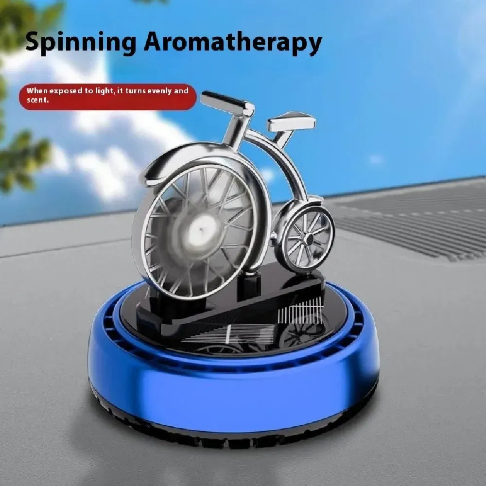 Solar Bicycle Car Perfume Ornament – Rotating Dashboard Decor